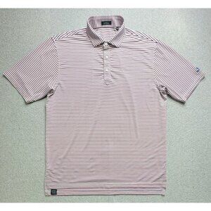 Turtleson Polo Shirt Mens XL White Blue Red Striped Golf Performance Mira Vista